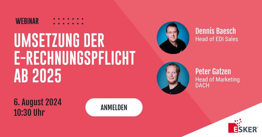 Umsetzung der E-Rechnungspflicht ab 2025 mit Esker EDI Services (Webinar | Online)