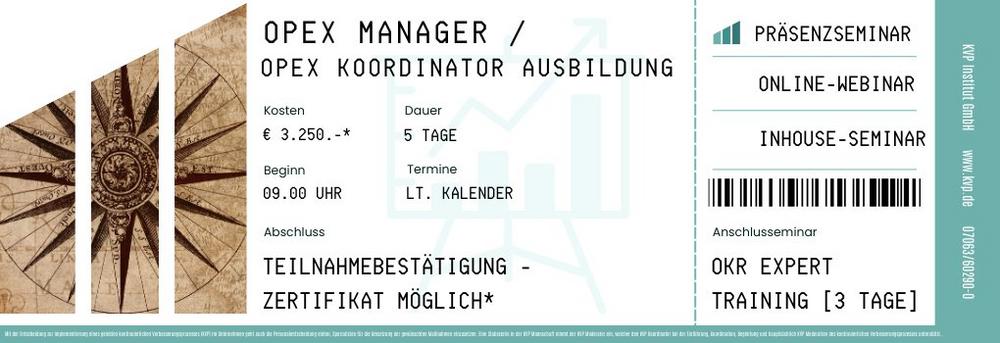 OPEX Manager | OPEX Koordinator Ausbildung (5 Tage) (Schulung | Stuttgart)