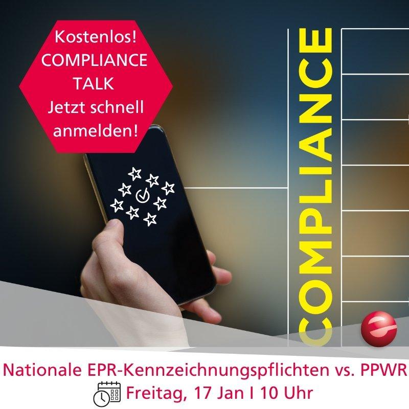 Kostenloser Compliance Talk im Januar: Nationale EPR-Kennzeichnungspflichten vs. PPWR (Webinar | Online)